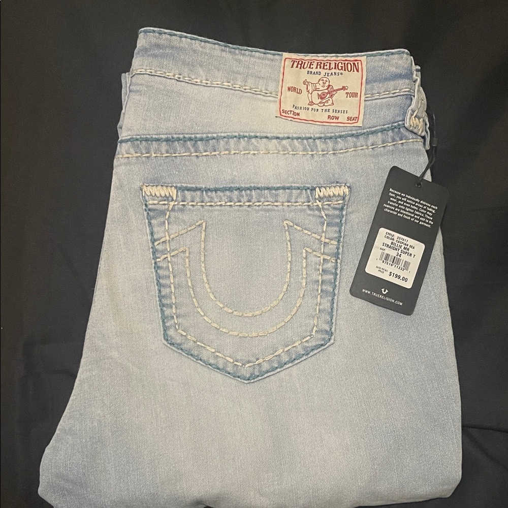 True Religion Women's Light Blue Straight Leg Jeans